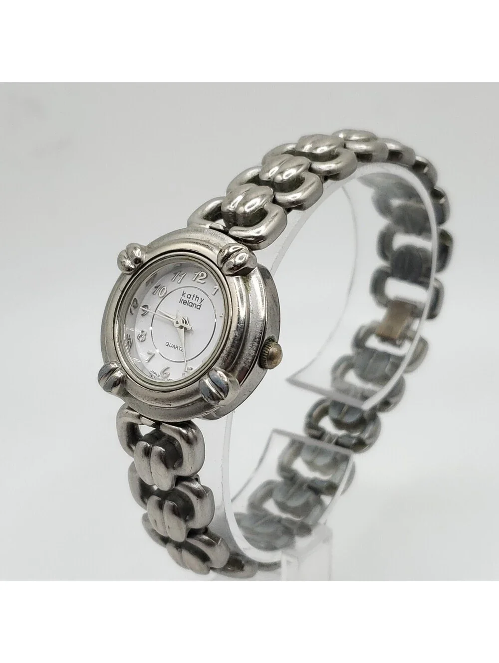Kathy Ireland Womens Watch 25mm Silver Tone White Dial New Battery